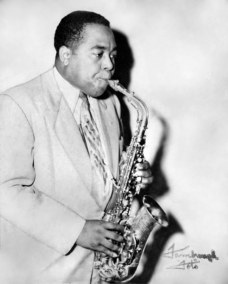 Charlie Parker with saxophone