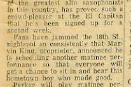 Coverage of Charlie Parker at El Capitan in Kansas City Call. Courtesy Norman Saks, 7/25/52.